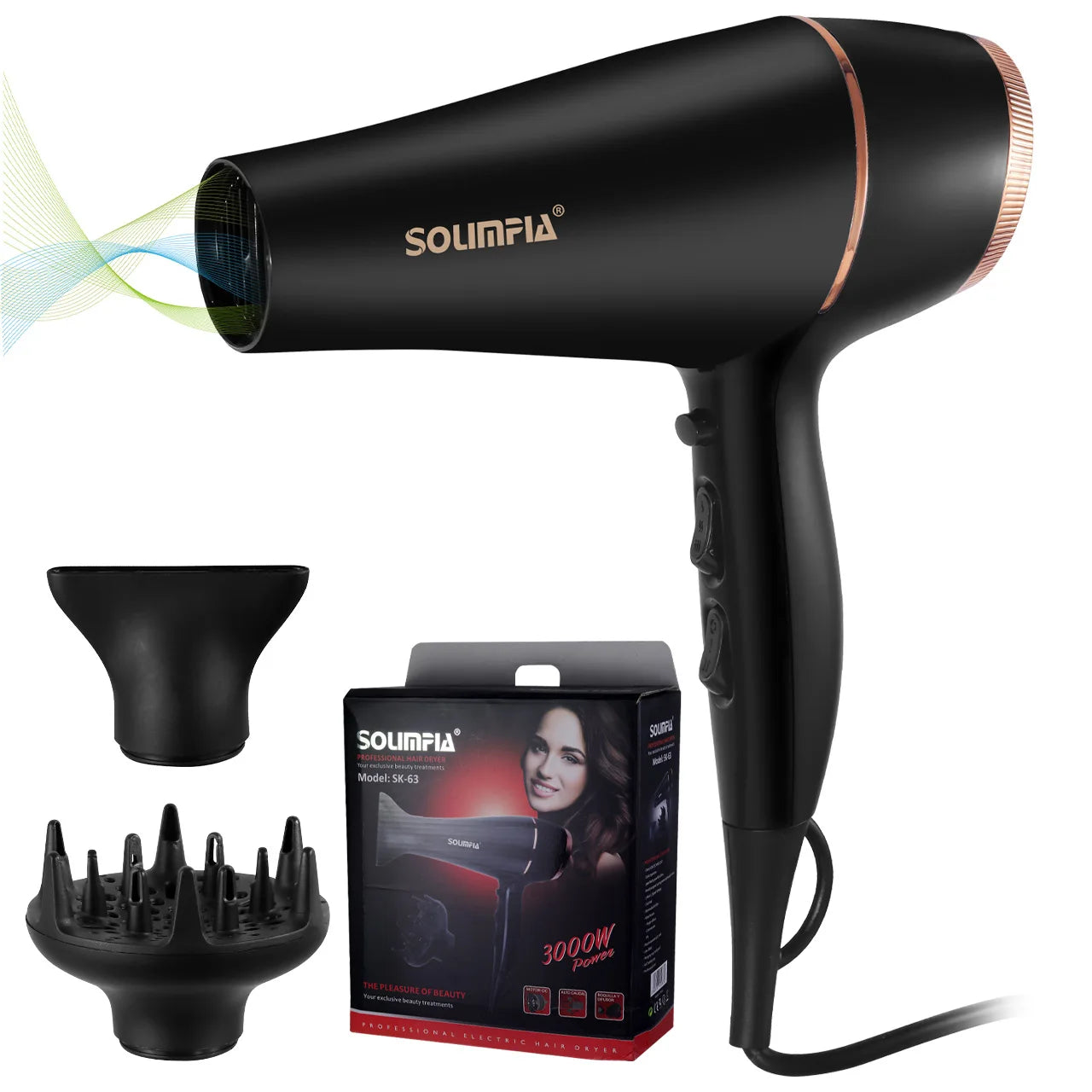 HATTEKER 2000W+ Ionic Hair Dryer – 5-Speed Heat, Salon-Quality at Home