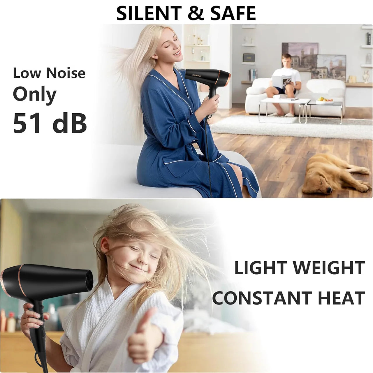 HATTEKER 2000W+ Ionic Hair Dryer – 5-Speed Heat, Salon-Quality at Home