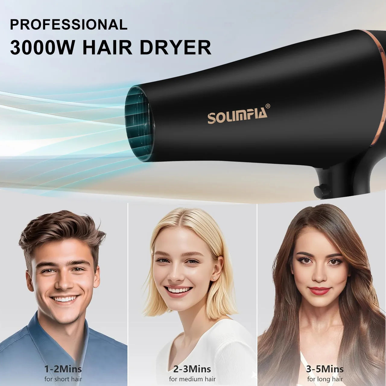 HATTEKER 2000W+ Ionic Hair Dryer – 5-Speed Heat, Salon-Quality at Home